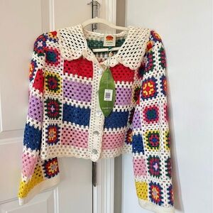 FARM Rio Multicolor Crochet Cardigan